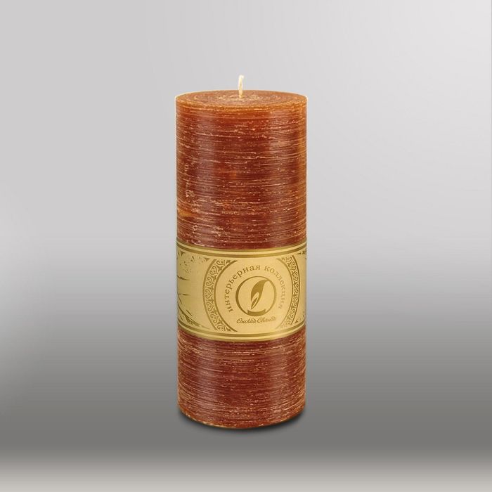 Свеча цилиндр "Рельеф", 80x200мм,  коричневый