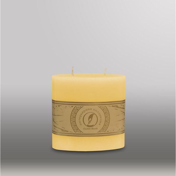 Свеча овальная призма "Классика", 125x63х125мм,  2 фитиля желтый