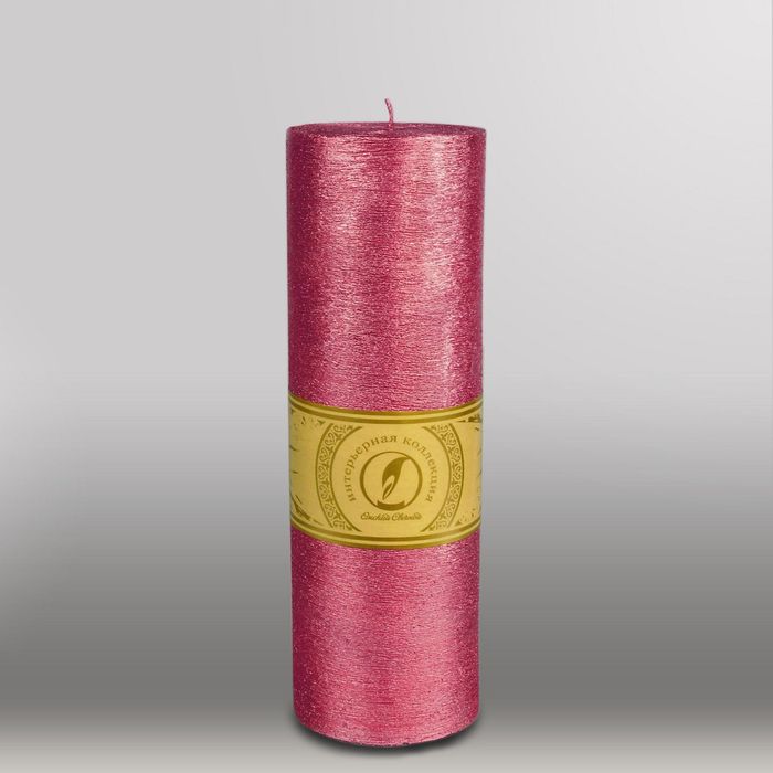 Свеча цилиндр "Металлик", 80x255мм,  рубин