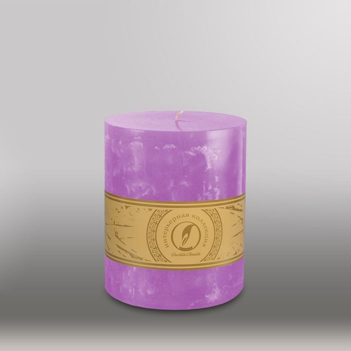 Свеча цилиндр "Мрамор", 125x150мм,  сиреневый