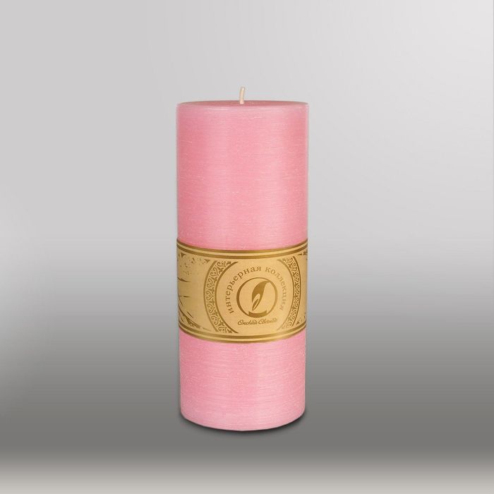 Свеча цилиндр "Рельеф", 80x200мм,  розовый