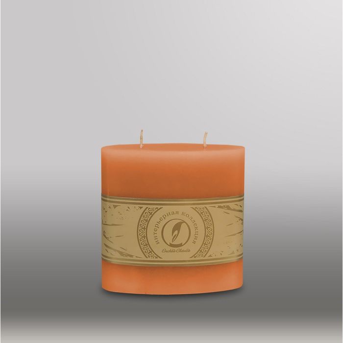 Свеча овальная призма "Классика", 125x63х125мм,  2 фитиля терракотовый