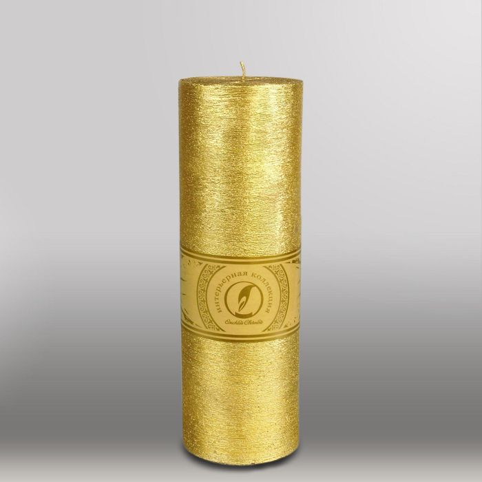 Свеча цилиндр "Металлик", 80x255мм,  золото