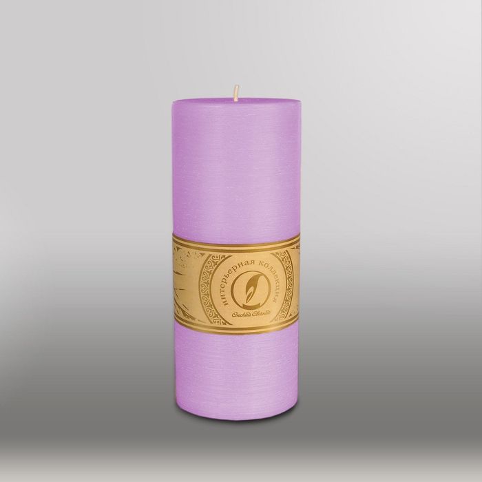 Свеча цилиндр "Рельеф", 80x200мм,  сиреневый