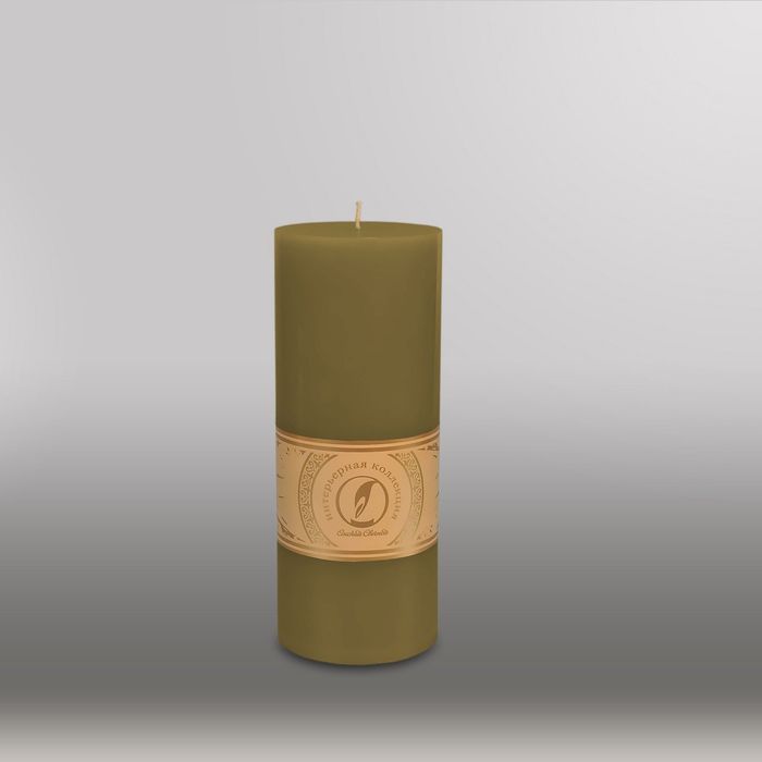 Свеча цилиндр "Классика", 80x200мм,  оливковый