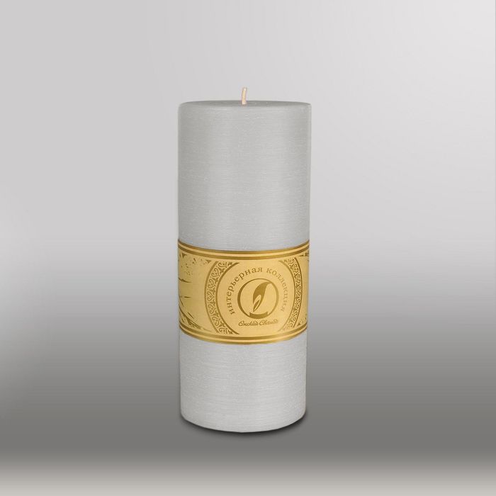 Свеча цилиндр "Рельеф", 80x200мм,  дымчато-голубой