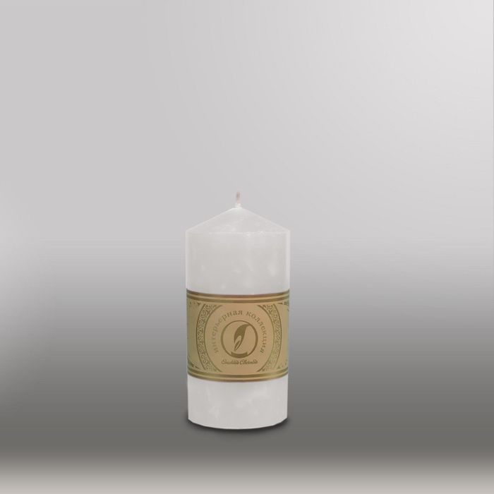 Свеча цилиндр с конусом "Мрамор", 70x127мм,  белый