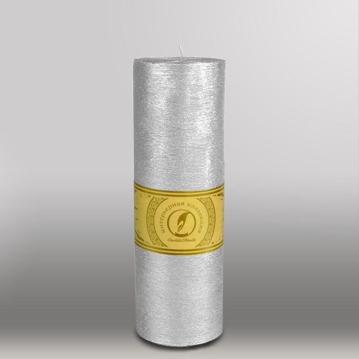 Свеча цилиндр "Металлик", 80x255мм,  серебро