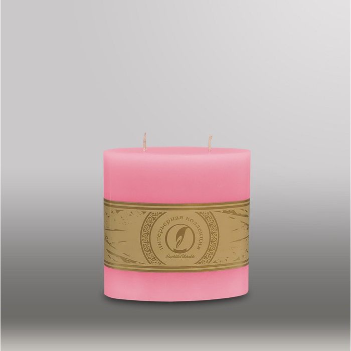 Свеча овальная призма "Классика", 125x63х125мм,  2 фитиля розовый