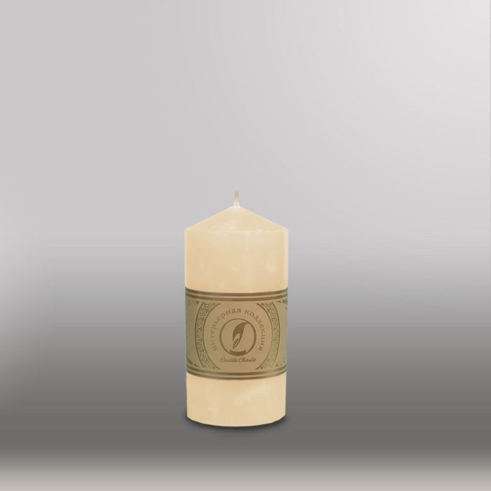 Свеча цилиндр с конусом "Мрамор", 70x127мм,  кремовый