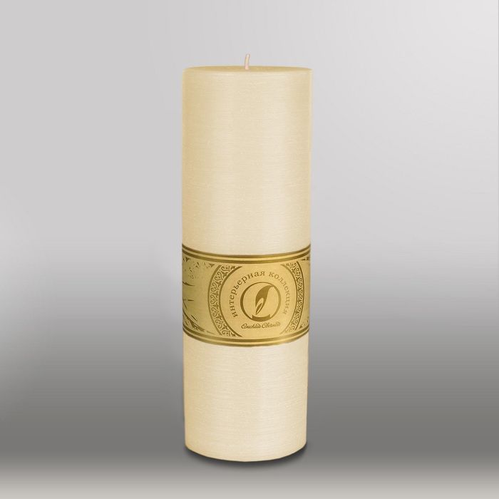 Свеча цилиндр "Рельеф", 80x255мм,  кремовый