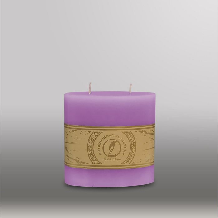 Свеча овальная призма "Классика", 125x63х125мм,  2 фитиля сиреневый