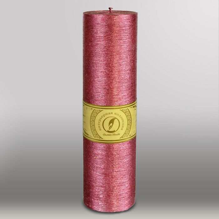 Свеча цилиндр "Металлик", 80x305мм,  рубин