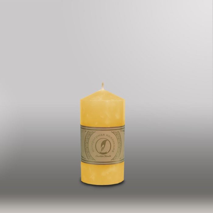 Свеча цилиндр с конусом "Мрамор", 70x127мм,  желтый