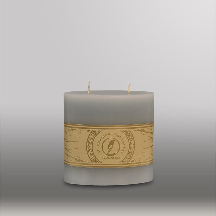 Свеча овальная призма "Классика", 125x63х125мм,  2 фитиля дымчато-голубой