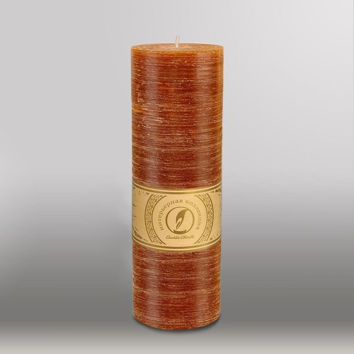 Свеча цилиндр "Рельеф", 80x255мм,  коричневый