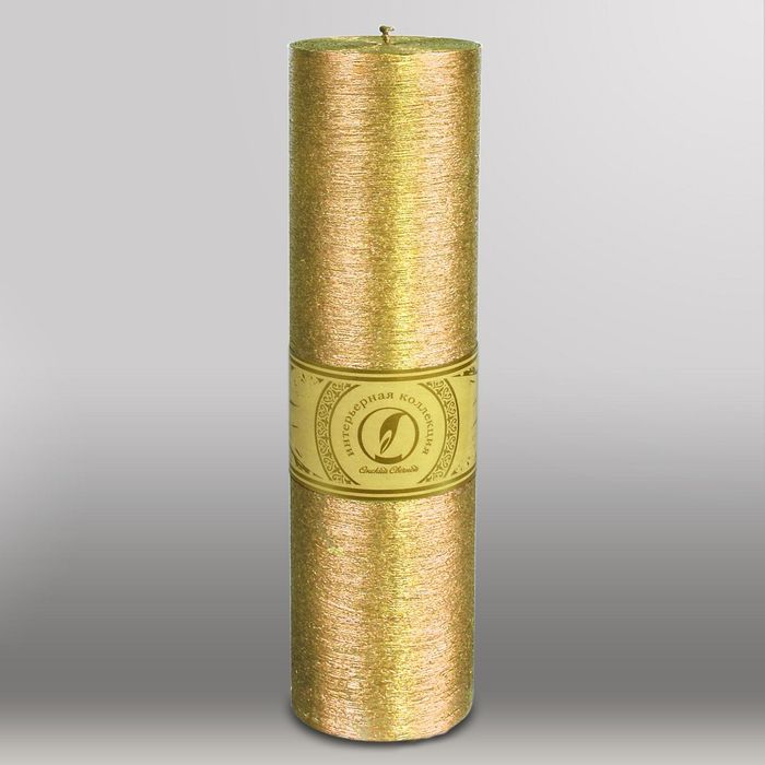 Свеча цилиндр "Металлик", 80x305мм,  золото