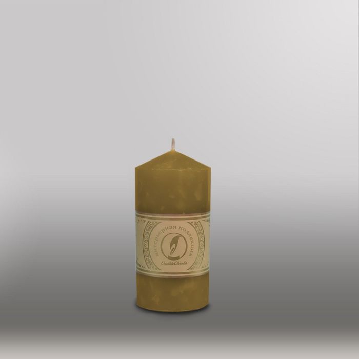 Свеча цилиндр с конусом "Мрамор", 70x127мм,  оливковый