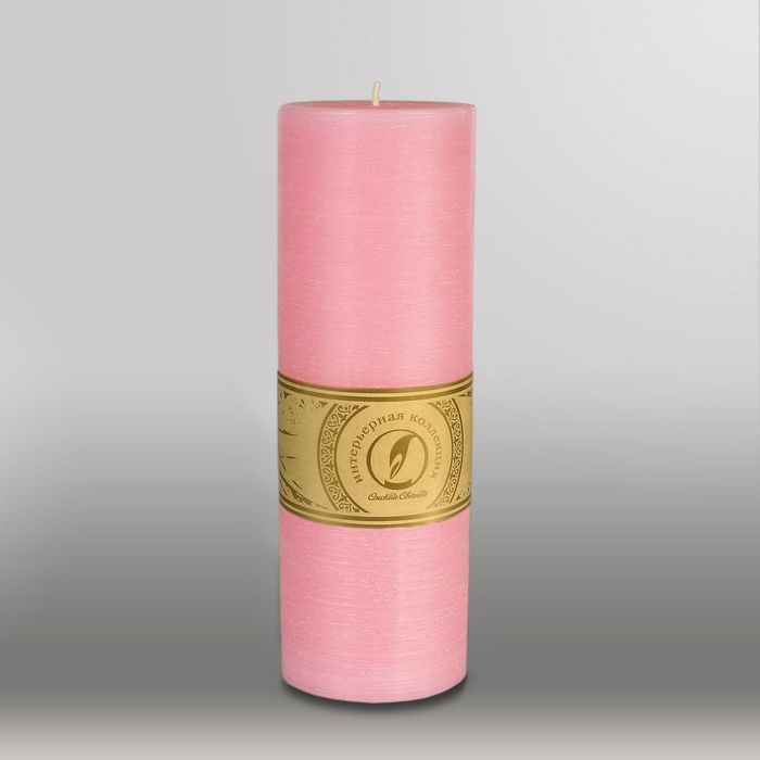 Свеча цилиндр "Рельеф", 80x255мм,  розовый