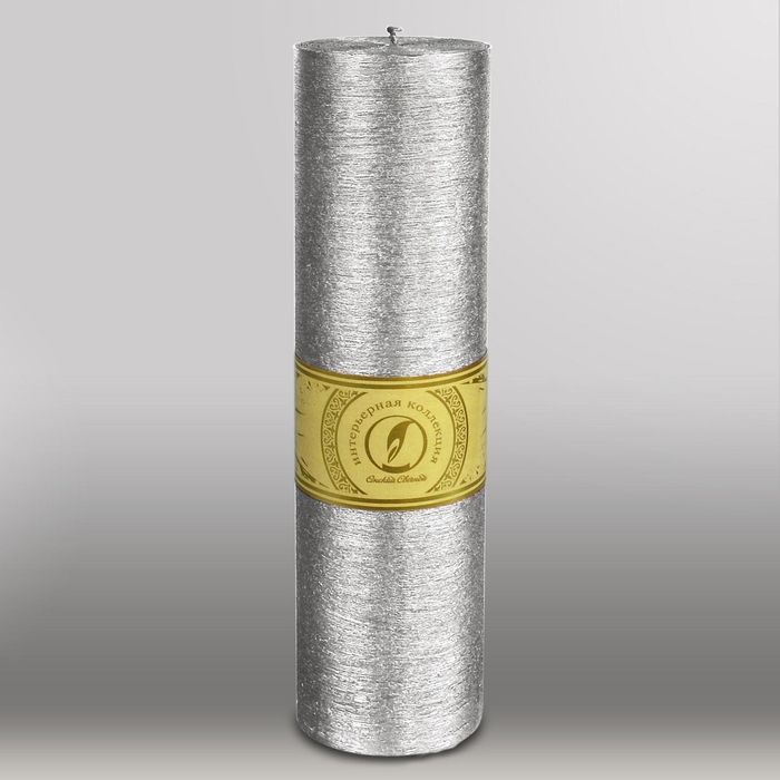 Свеча цилиндр "Металлик", 80x305мм,  серебро