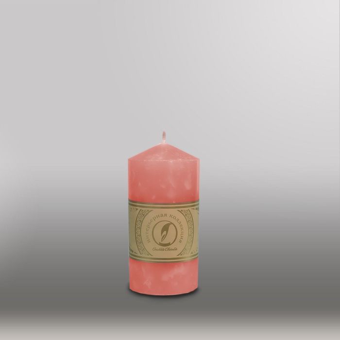 Свеча цилиндр с конусом "Мрамор", 70x127мм,  розовый