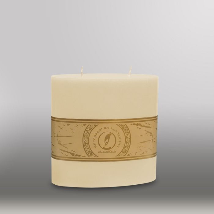 Свеча овальная призма "Классика", 150x75х150мм,  2 фитиля слоновая кость