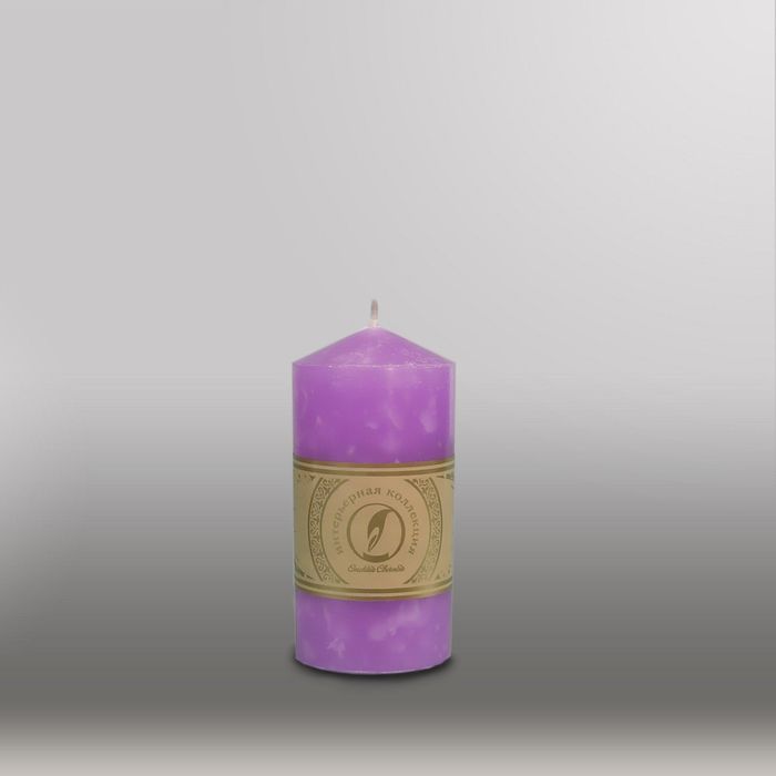 Свеча цилиндр с конусом "Мрамор", 70x127мм,  сиреневый