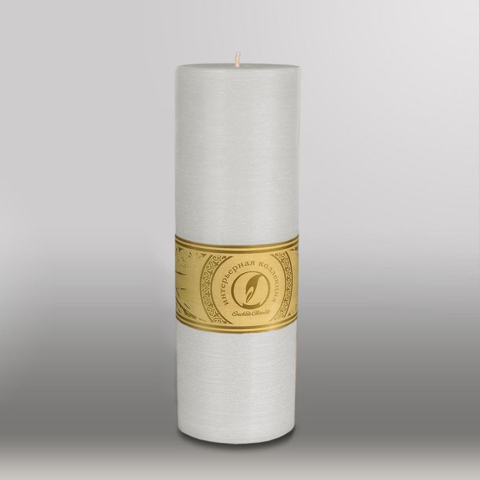 Свеча цилиндр "Рельеф", 80x255мм,  дымчато-голубой