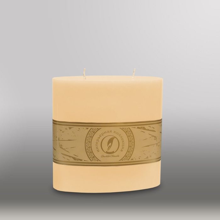 Свеча овальная призма "Классика", 150x75х150мм,  2 фитиля кремовый