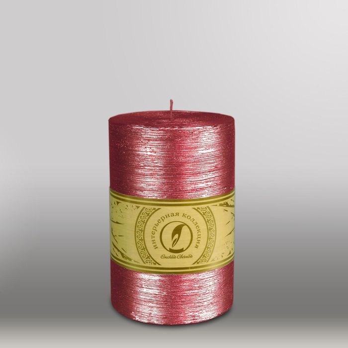 Свеча цилиндр "Металлик", 100x150мм,  рубин