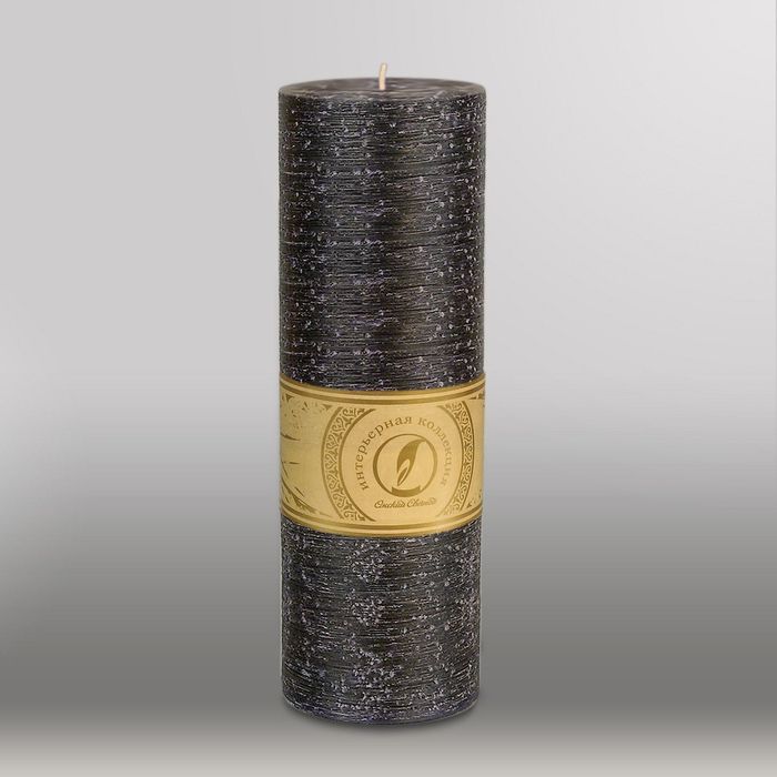 Свеча цилиндр "Рельеф", 80x255мм,  черный