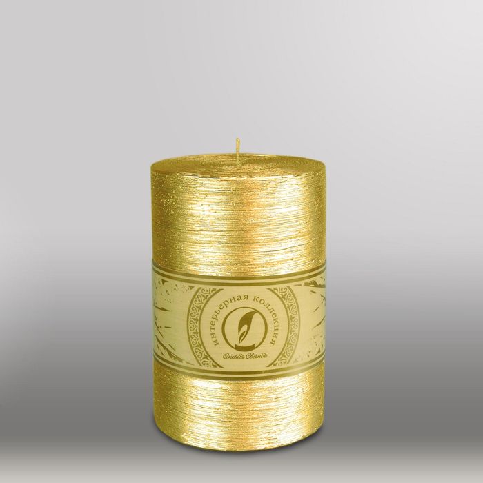 Свеча цилиндр "Металлик", 100x150мм,  золото