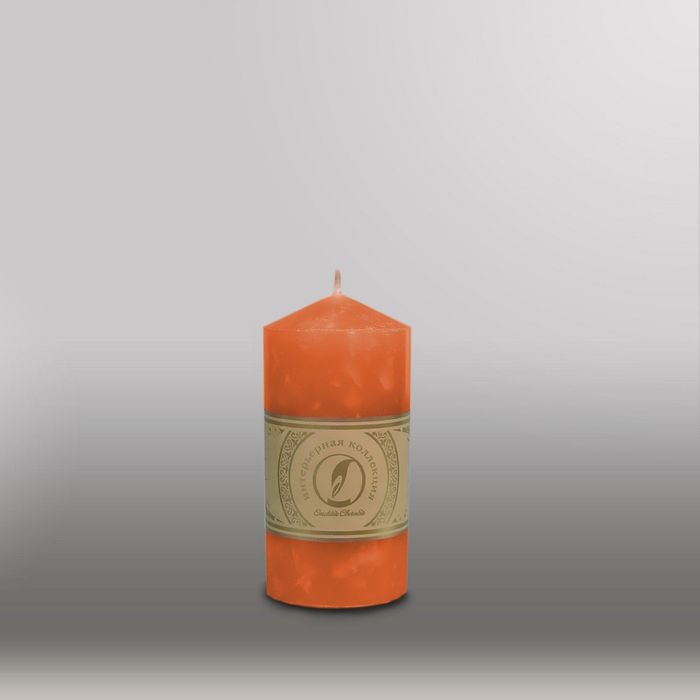 Свеча цилиндр с конусом "Мрамор", 70x127мм,  облепиховый