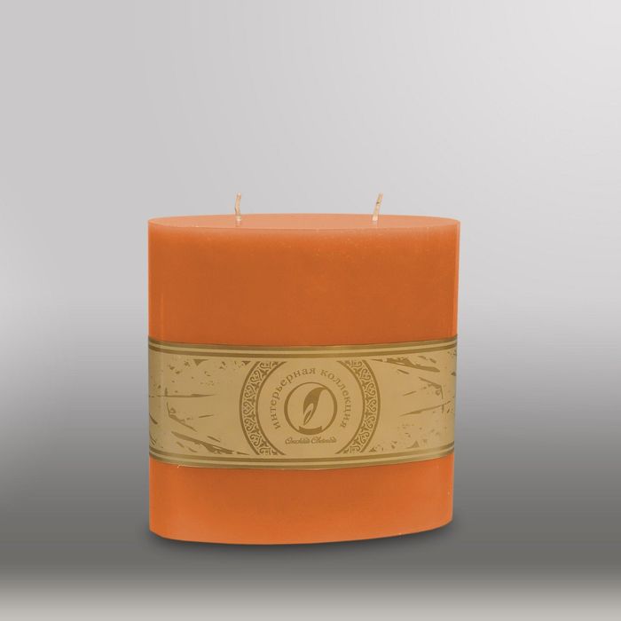 Свеча овальная призма "Классика", 150x75х150мм,  2 фитиля терракотовый