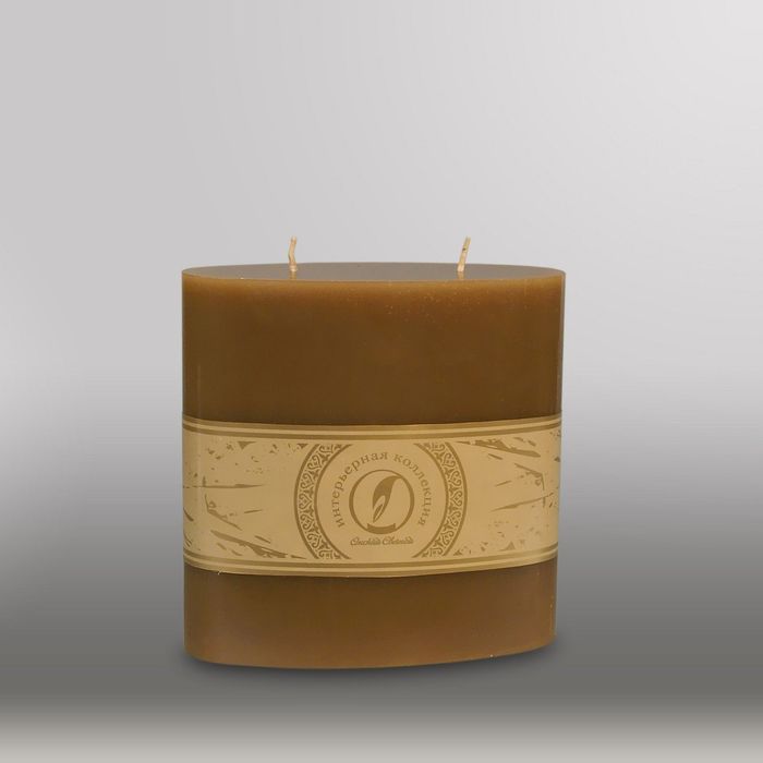 Свеча овальная призма "Классика", 150x75х150мм,  2 фитиля коричневый