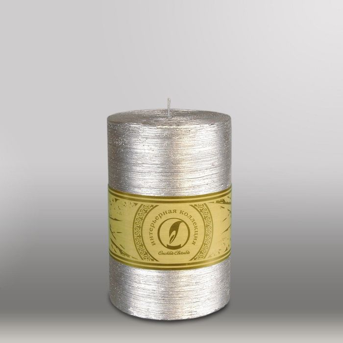 Свеча цилиндр "Металлик", 100x150мм,  серебро