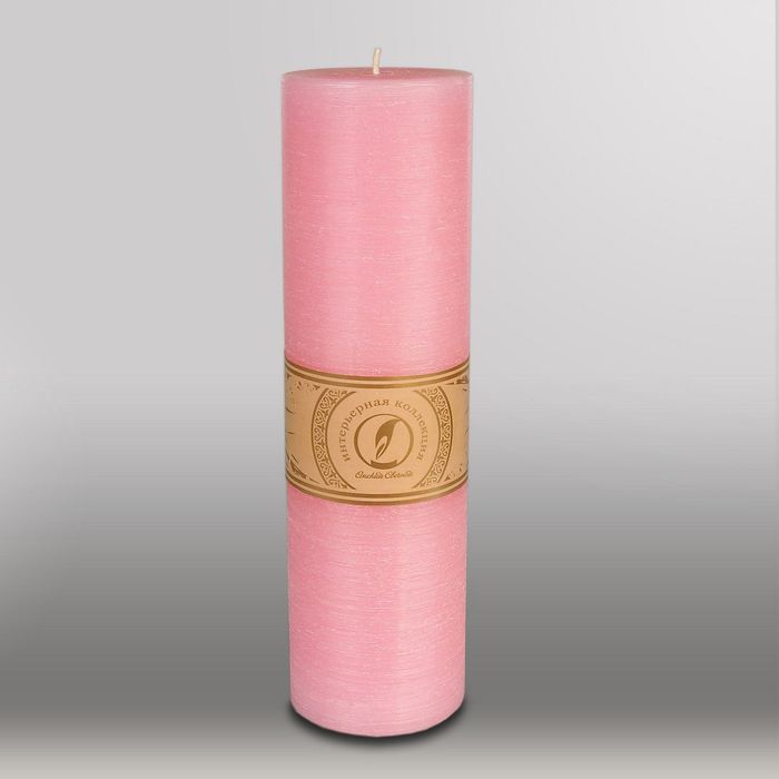 Свеча цилиндр "Рельеф", 80x305мм,  розовый