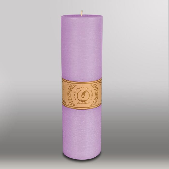 Свеча цилиндр "Рельеф", 80x305мм,  сиреневый