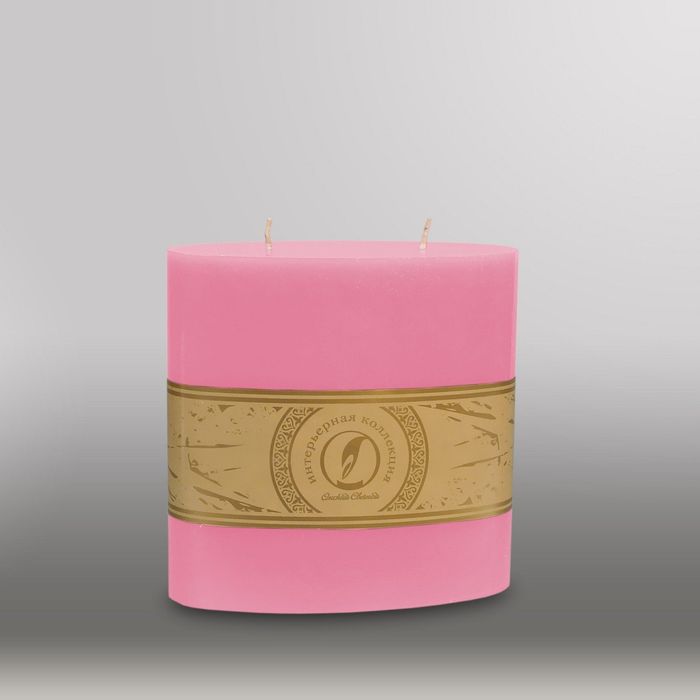 Свеча овальная призма "Классика", 150x75х150мм,  2 фитиля розовый