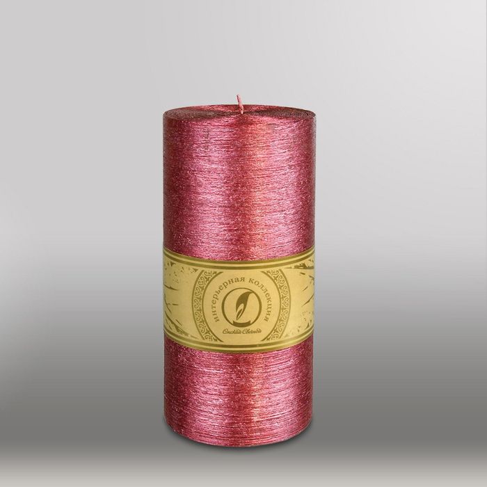 Свеча цилиндр "Металлик", 100x205мм,  рубин