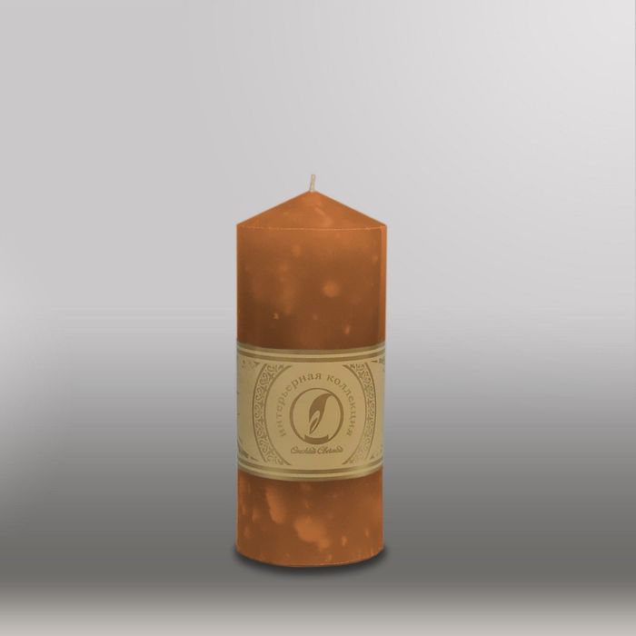 Свеча цилиндр с конусом "Мрамор", 70x155мм,  коричневый