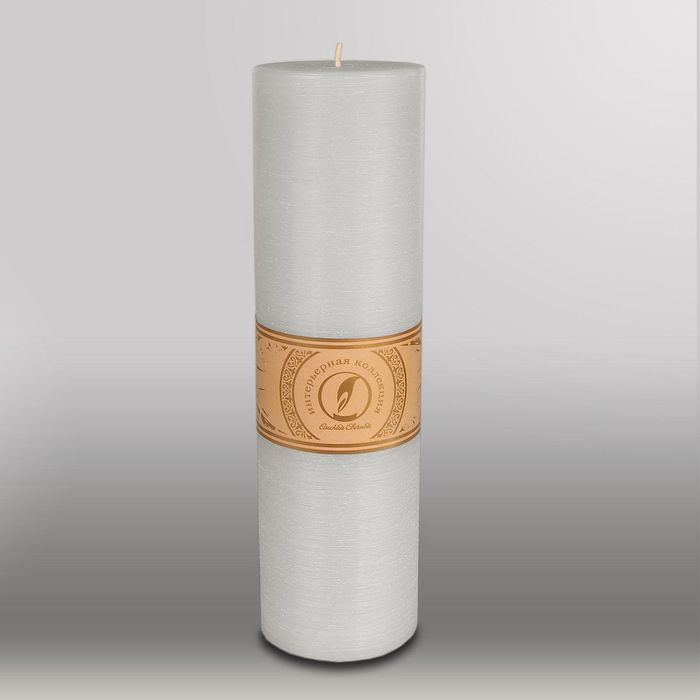 Свеча цилиндр "Рельеф", 80x305мм,  дымчато-голубой