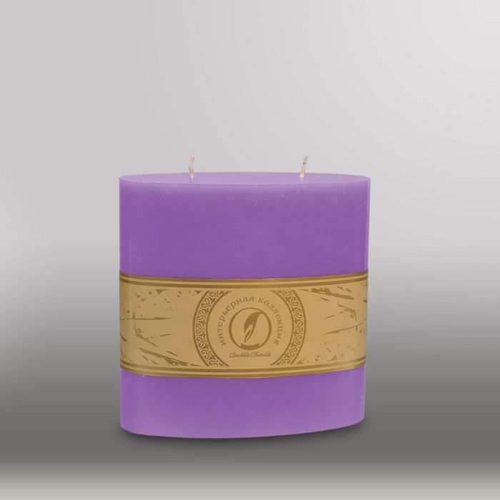 Свеча овальная призма "Классика", 150x75х150мм,  2 фитиля сиреневый