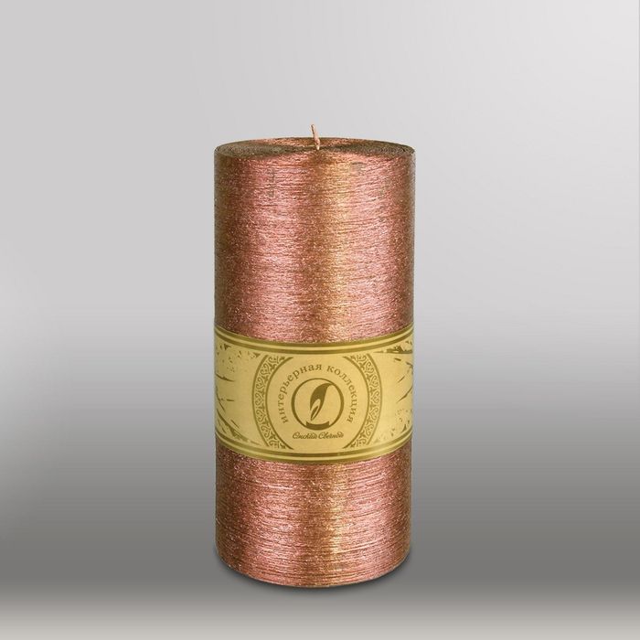 Свеча цилиндр "Металлик", 100x205мм,  бронза