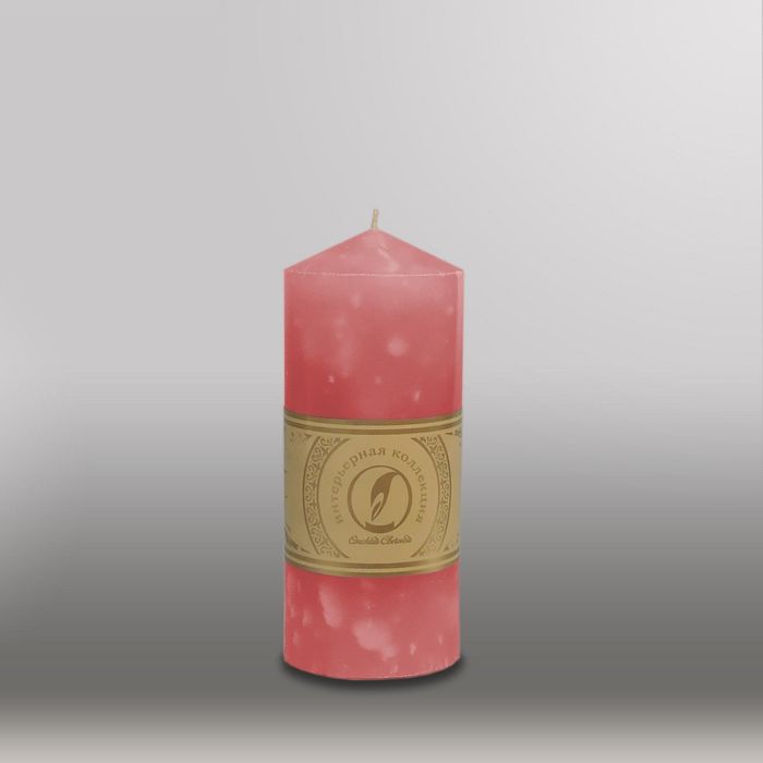 Свеча цилиндр с конусом "Мрамор", 70x155мм,  розовый