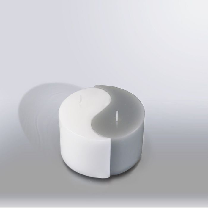 Свеча двудольная призма Инь-Янь "Классика", 125x75мм,  белый/дымчато-голубой