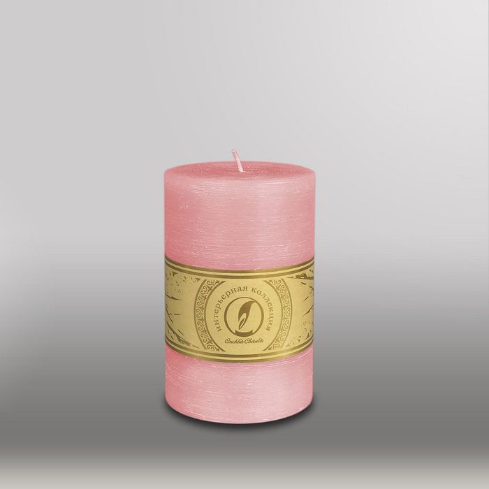 Свеча цилиндр "Рельеф", 100x150мм,  розовый