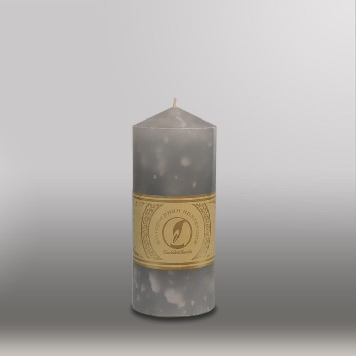 Свеча цилиндр с конусом "Мрамор", 70x155мм,  дымчато-голубой