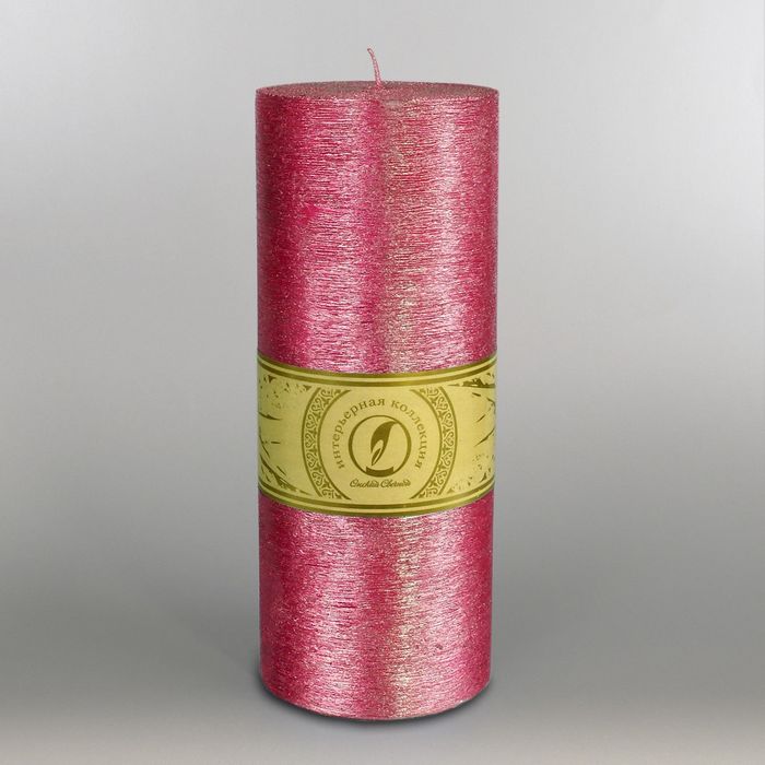 Свеча цилиндр "Металлик", 100x205мм,  рубин