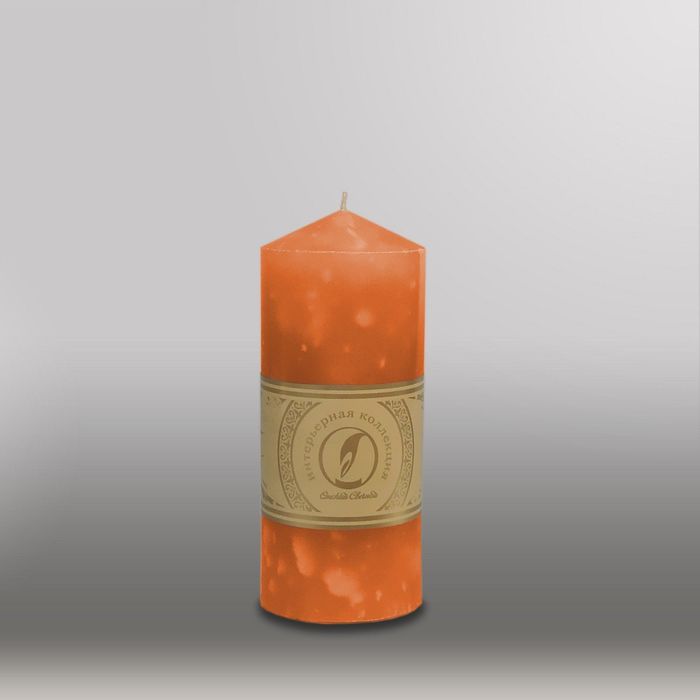Свеча цилиндр с конусом "Мрамор", 70x155мм,  облепиховый